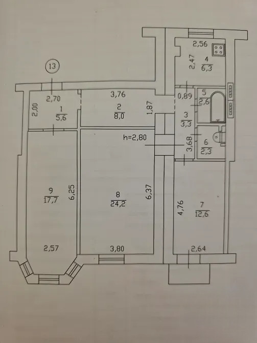 Продается 3 - х комнатная квартира, ул. Миронова, дом 13, ориентир Киевский исполком, арт. 6213